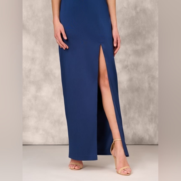 Aidan Mattox- Beaded Off-The-Shoulder Column Gown - Picture 4 of 12